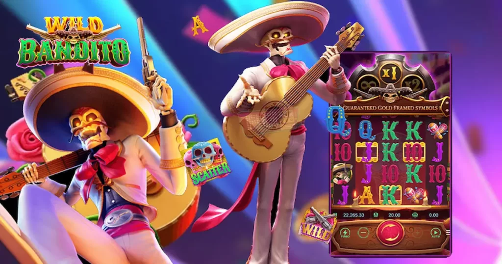 Imagem em alta resolução do Slot Wild Bandito com gráficos vibrantes e personagens coloridos.