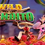 Personagens do jogo Wild Bandito com os rolos do slot em fundo temático mexicano.