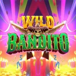 Imagem colorida do jogo Wild Bandito mostrando os rolos com caveiras, guitarras e efeitos de multiplicadores em destaque.